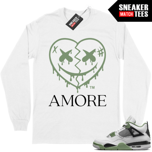 Jordan 4 Seafoam Long Sleeve shirt Sneaker Match White AMORE Crazy Love Heart