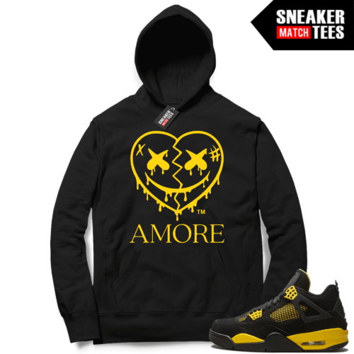 Jordan 4 Thunder Sneaker Match Hoodie Black AMORE Crazy Love Heart