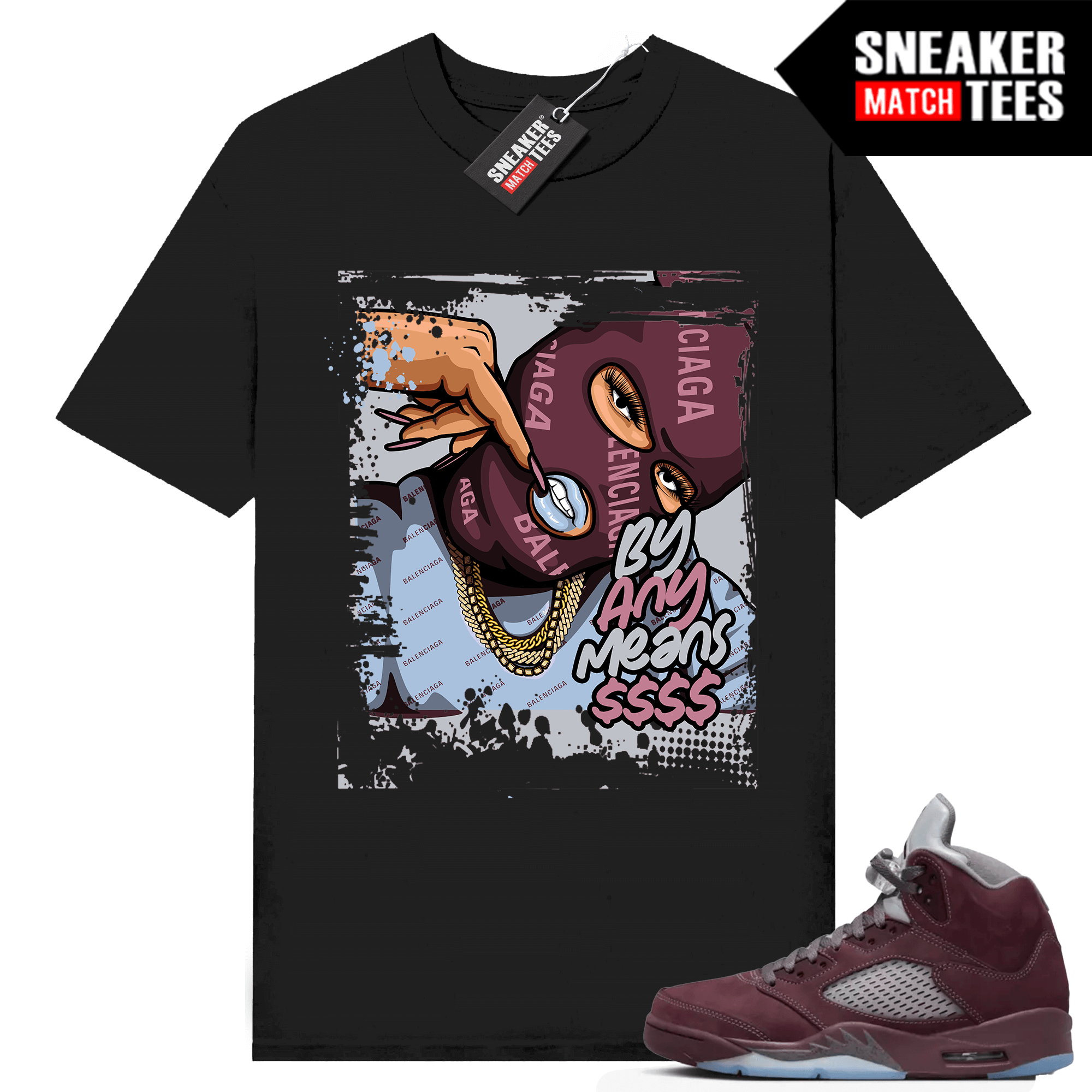 Burgundy 5s Sneaker Tees Clothing Collection