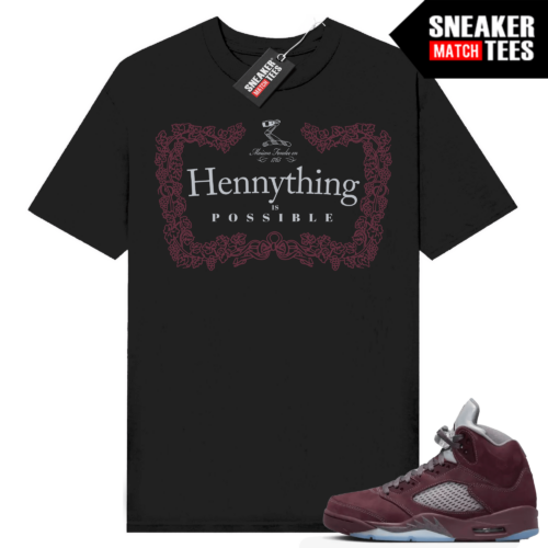 Jordan 5 Burgundy T-shirt Sneaker Match Black Hennything