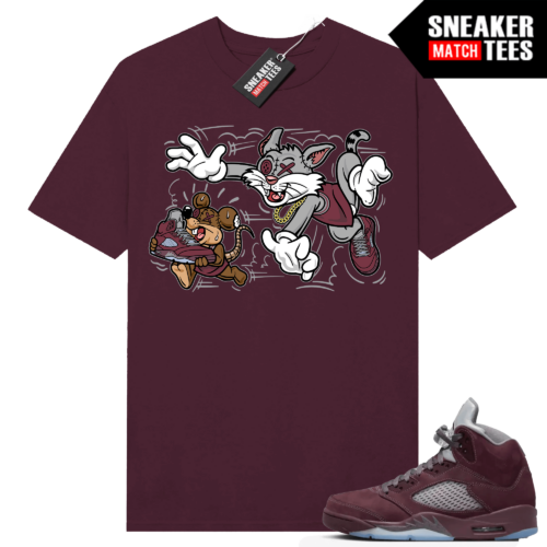 Jordan 5 Burgundy T-shirt Sneaker Match Maroon Finessed