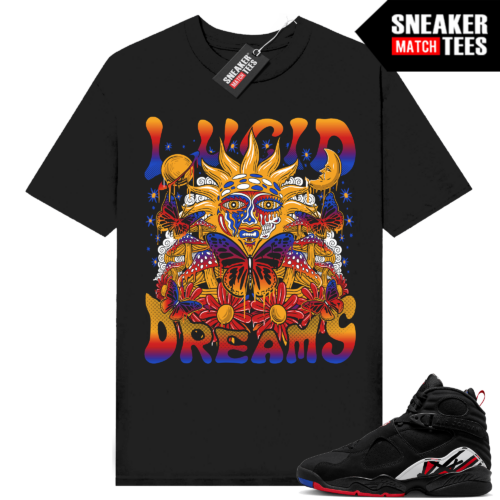 Jordan 8 Playoffs Sneaker Tees Black shirt Lucid Dreams