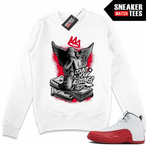 Jordan 12 Cherry Sneaker Match Sweater White Count your Blessings