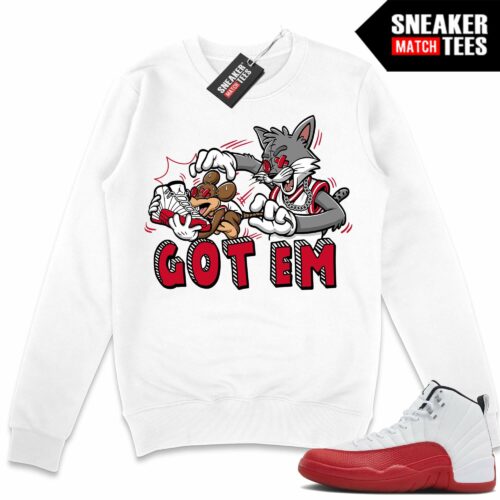 Jordan 12 Cherry Sneaker Match Sweater White GOT EM Cartoon