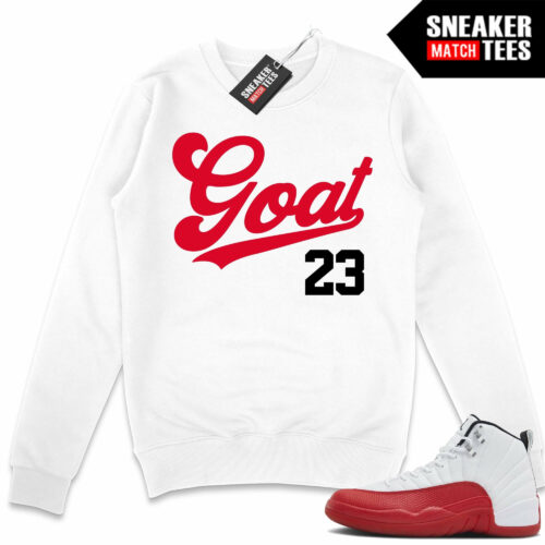 Jordan 12 Cherry Sneaker Match Sweater White Goat 23