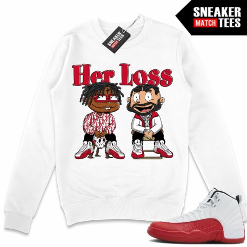 Jordan 12 Cherry Sneaker Match Sweater White Her Loss Parody