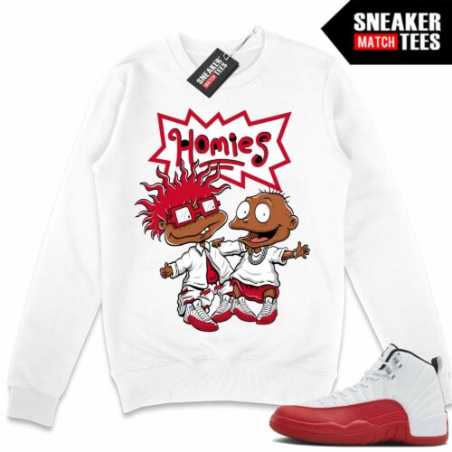Jordan 12 Cherry Sneaker Match Sweater White Homies