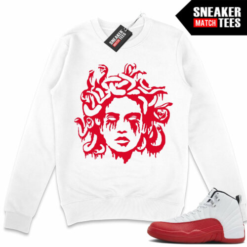 Jordan 12 Cherry Sneaker Match Sweater White Medusa