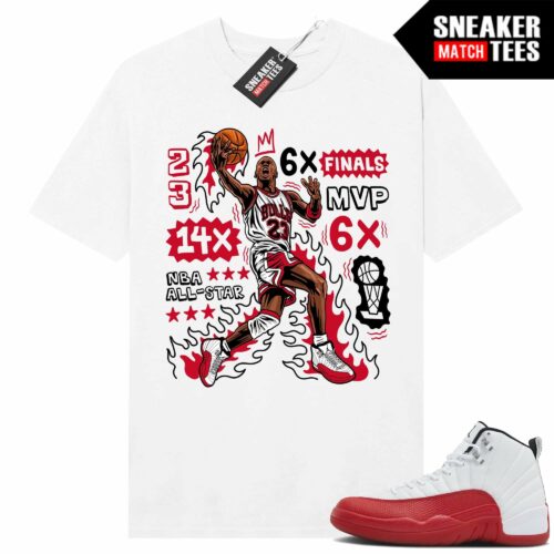 Jordan 12 Cherry Sneaker Tees Match White MJ Flair