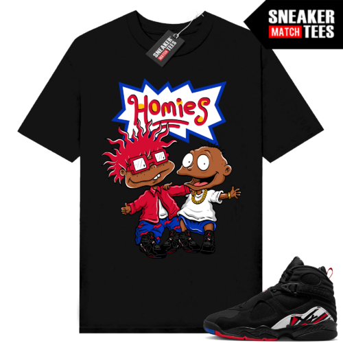 Jordan 8 Playoffs Sneaker Tees Black shirt Real Homies