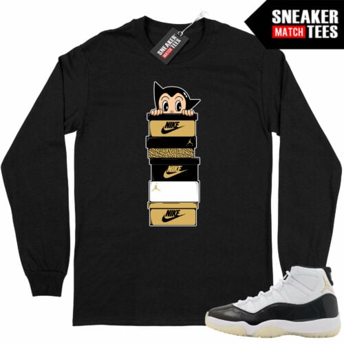 Jordan 11 DMP Gratitude Sneaker Match Long Sleeve Shirt Black Sneaker Boy
