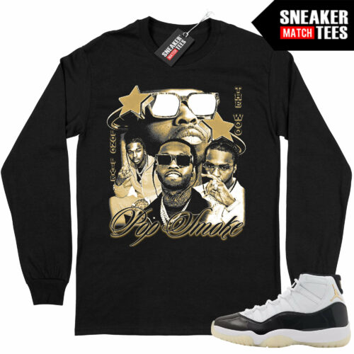 Jordan 11 DMP Gratitude Sneaker Match Long Sleeve shirt Black Pop Smoke Rap