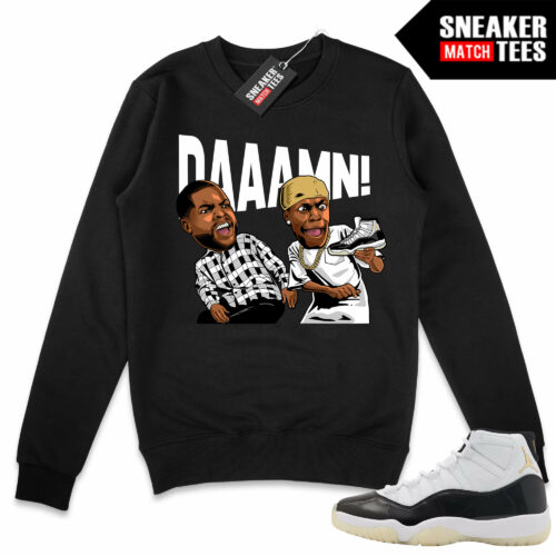 Jordan 11 DMP Gratitude Sneaker Match Sweater Crewneck Black DAAAMN