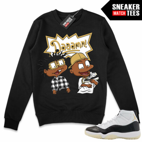 Jordan 11 DMP Gratitude Sneaker Match Sweater Crewneck Black DAAAMN Parody