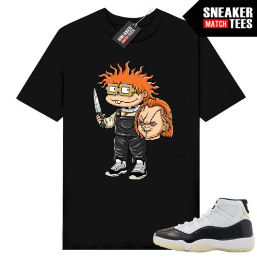 Jordan 11 DMP Gratitude Sneaker Match T-shirt Black Chucky Mask