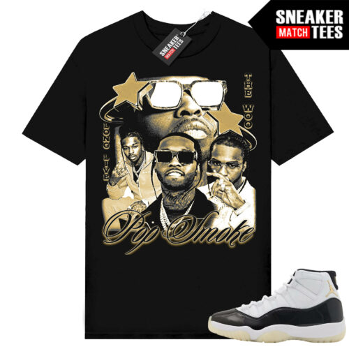 Jordan 11 DMP Gratitude Sneaker Match T-shirt Black Pop Smoke Rap tee