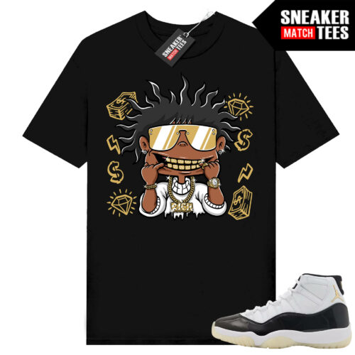 Jordan 11 DMP Gratitude Sneaker Match T-shirt Black Rich Chucky