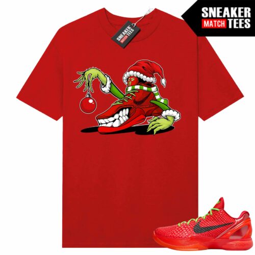 Kobe 6 Protro Reverse Grinch Sneaker Match T-shirt Red Grinches