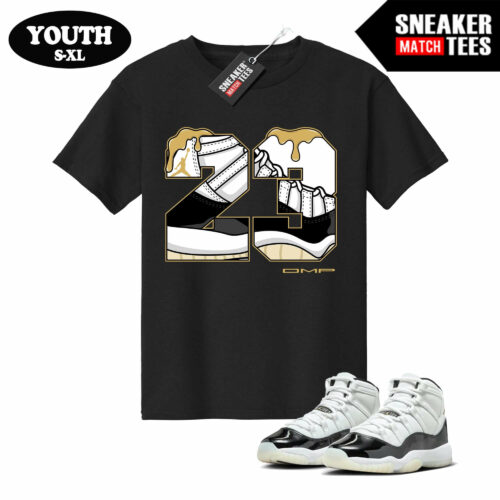 Jordan 11 DMP Gratitude Sneaker Match Youth T-shirt Black 23 DMP