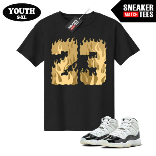 Jordan 11 DMP Gratitude Sneaker Match Youth T-shirt Black 23 Flame