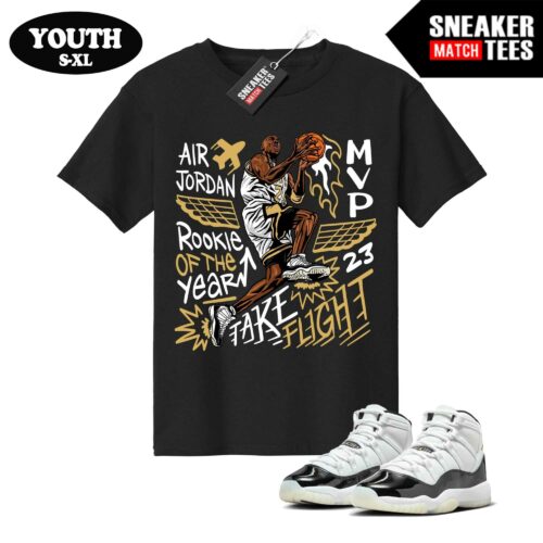 Jordan 11 DMP Gratitude Sneaker Match Youth T-shirt Black MJ take flight