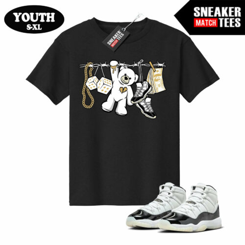 Jordan 11 DMP Gratitude Sneaker Match Youth T-shirt Black Rich Broken Bear