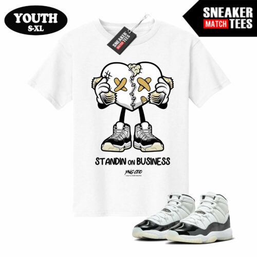 Jordan Grey 11 DMP Gratitude japan Match Youth T-shirt White Standin On Business Heart