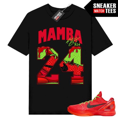 Kobe 6 Protro Reverse Grinch Sneaker Match T-Shirt Black Mamba 24