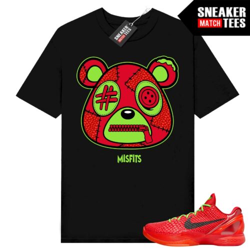 Kobe 6 Protro Reverse Grinch Sneaker Match T-Shirt Black Misfits Bear