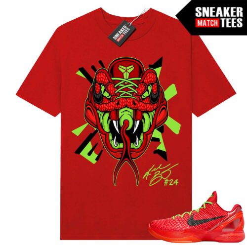 Kobe 6 Protro Reverse Grinch Sneaker Match T-shirt Red Black Mamba 24