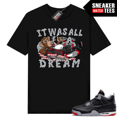 Jordan 4 Bred Reimagined Sneaker Tees Shirt Match Black All A Dream