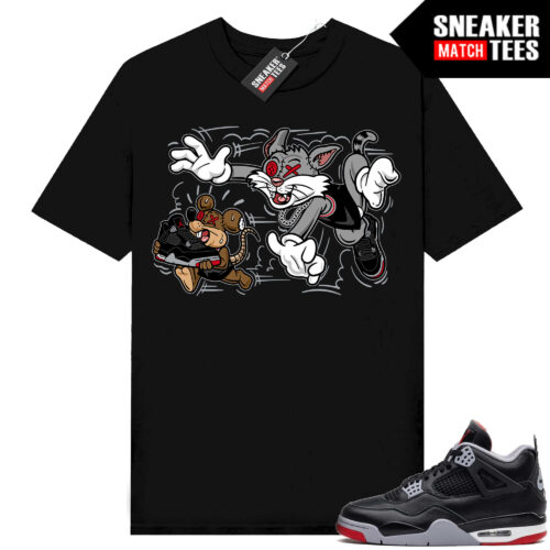 Jordan 4 Bred Reimagined Sneaker Tees Shirt Match Black Finesse