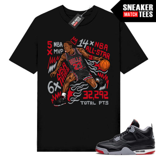 Jordan 4 Bred Reimagined Sneaker Tees Shirt Match Black MJ Fast Break