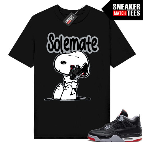 Jordan 4 Bred Reimagined Sneaker Tees Shirt Match Black Solemate