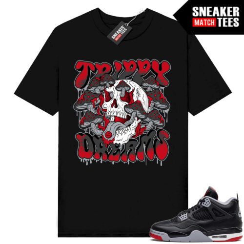 Jordan 4 Bred Reimagined Sneaker Tees Shirt Match Black Trippy Dreams