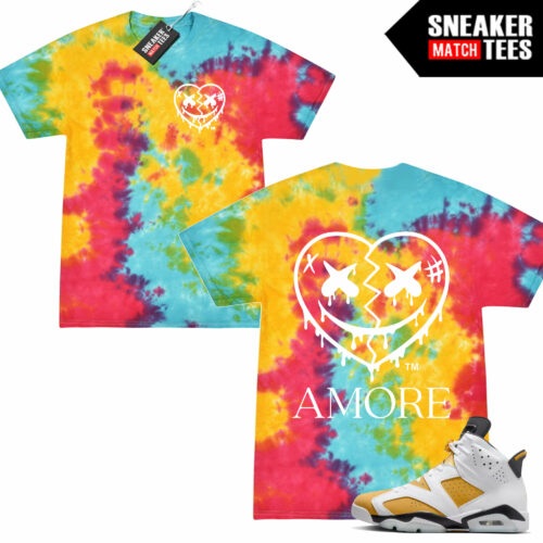 Jordan 6 Yellow Ochre Sneaker Match Tees Tie Dye Amore Crazy Love Heart