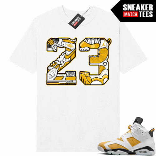 Jordan 6 Yellow Ochre Sneaker Match Tees White 23 Mashup