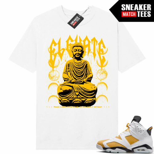 Jordan 6 Yellow Ochre Sneaker Match Tees White Elevate