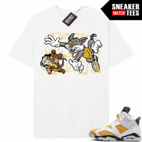 Jordan 6 Yellow Ochre Sneaker Match Tees White Finessed