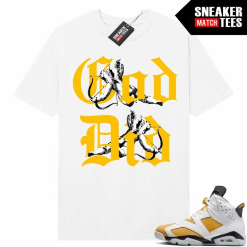 Jordan 6 Yellow Ochre Sneaker Match Tees White God Did