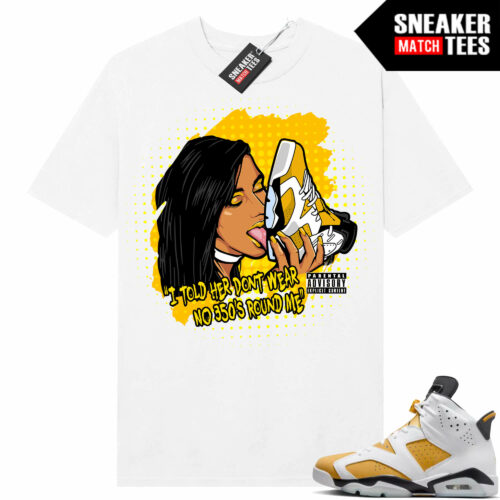 Jordan 6 Yellow Ochre Sneaker Match Tees White No 350s