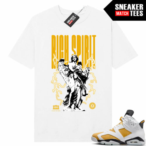 Jordan 6 Yellow Ochre Sneaker Match Tees White Rich Spirit