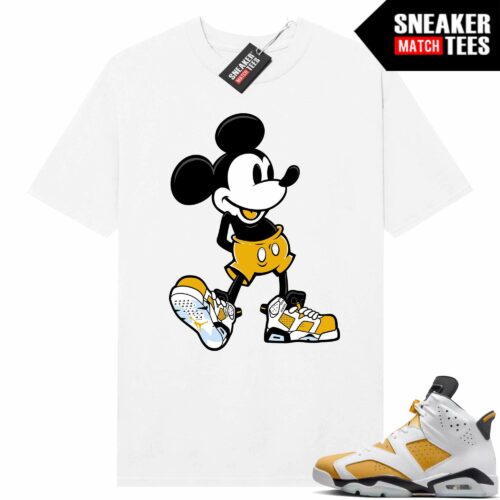 Jordan 6 Yellow Ochre Sneaker Match Tees White Sneakerhead Mickey