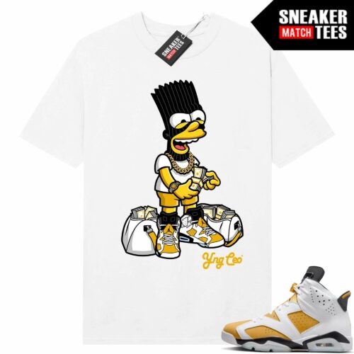 Jordan 6 Yellow Ochre Sneaker Match Tees White YNG CEO Shiesty Bart