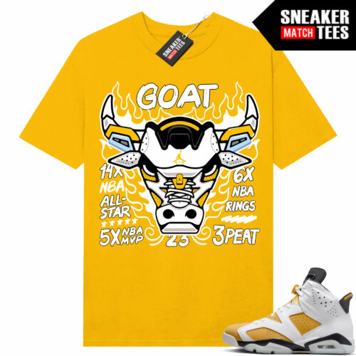 Jordan 6 Yellow Ochre Sneaker Match Tees Yellow Gold Bull Accolades