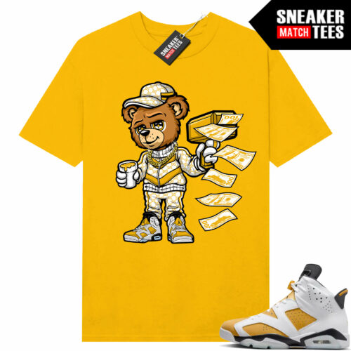 Jordan 6 Yellow Ochre Sneaker Match Tees Yellow Gold Cash Canon Bear