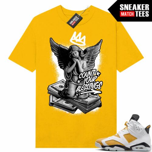 Jordan 6 Yellow Ochre Sneaker Match Tees Yellow Gold Count Your Blessings