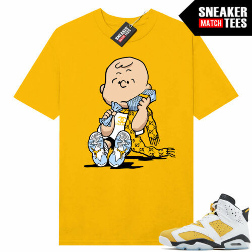 Jordan 6 Yellow Ochre Sneaker Match Tees Yellow Gold Designer Charlie