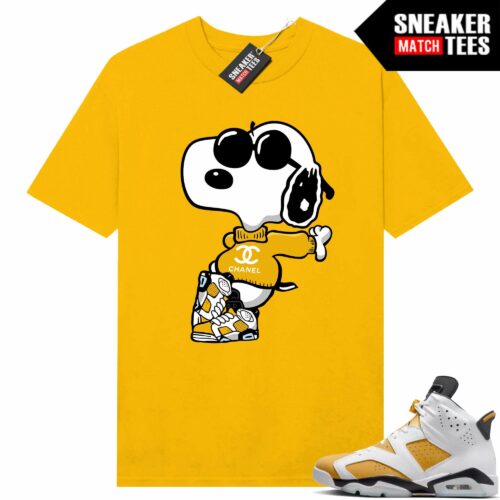 Jordan 6 Yellow Ochre Sneaker Match Tees Yellow Gold Fly Snoopy