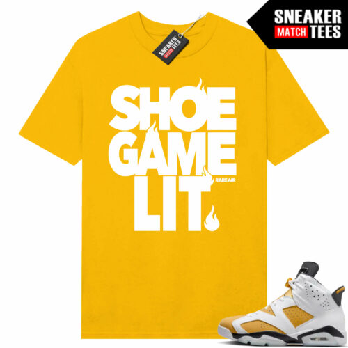 Jordan 6 Yellow Ochre Sneaker Match Tees Yellow Gold Shoe Game Lit